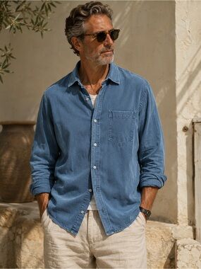 Tommy Bahama Pigment Dyed Blue Tencel Lyocell Shirt Relaxed Luxury XL Coastal